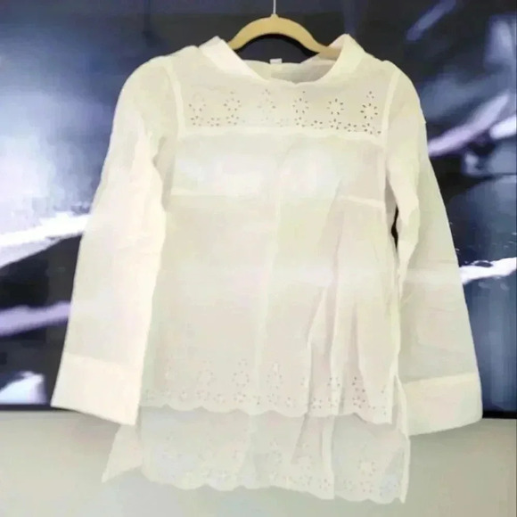 J.Crew eyelet funnelneck top - Picture 1 of 6